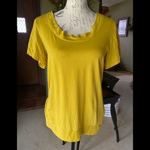 EUC worn once! Lilla P Yellow Mustard scoop neck high-low short sleeve top